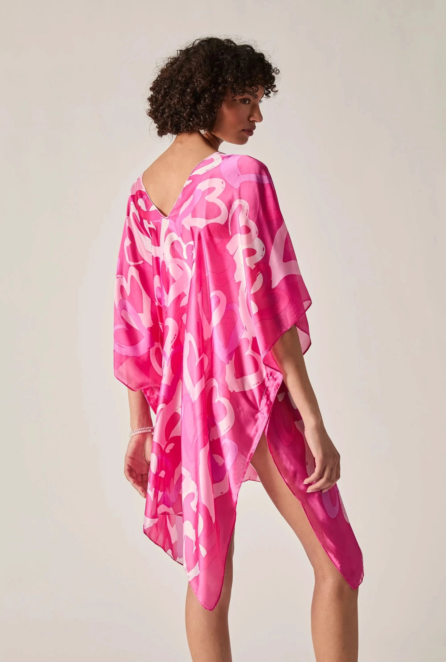 Pink Heart Print Kaftan