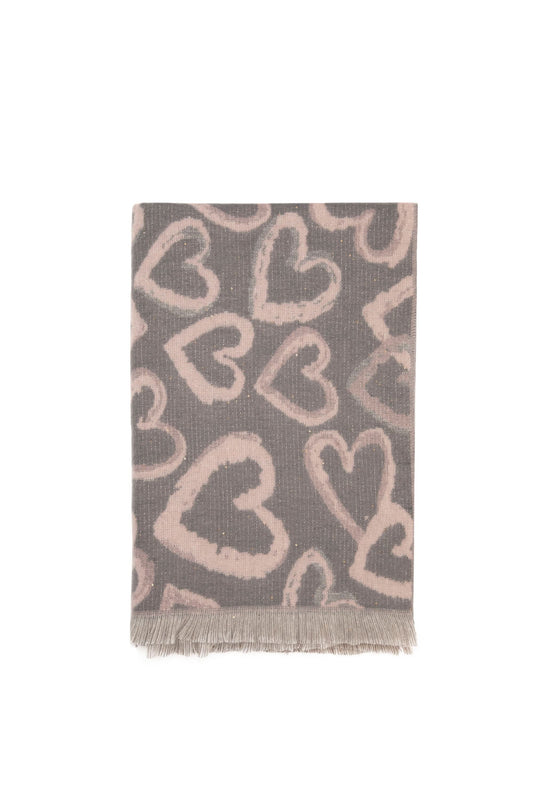 Pink Heart Print Scarf