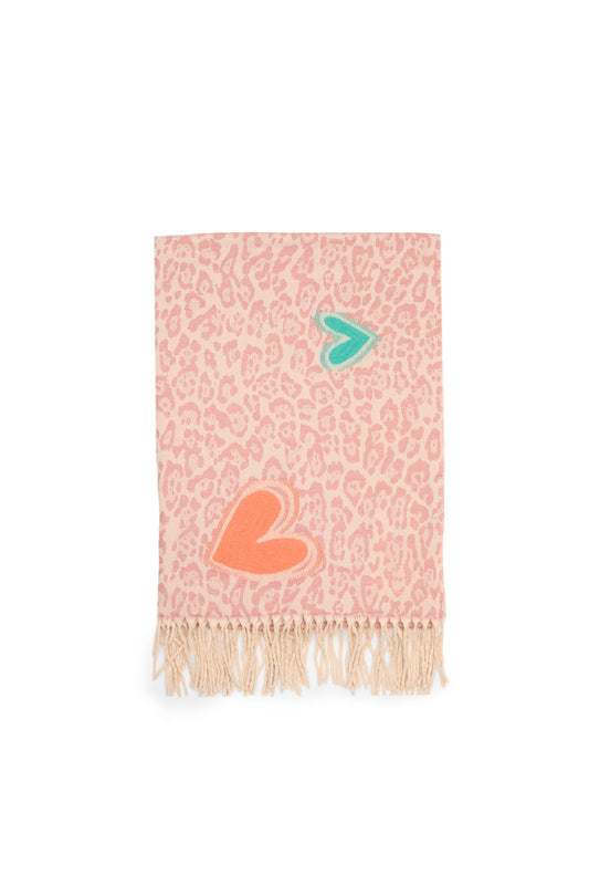 Pink Leopard Print Heart Scarf