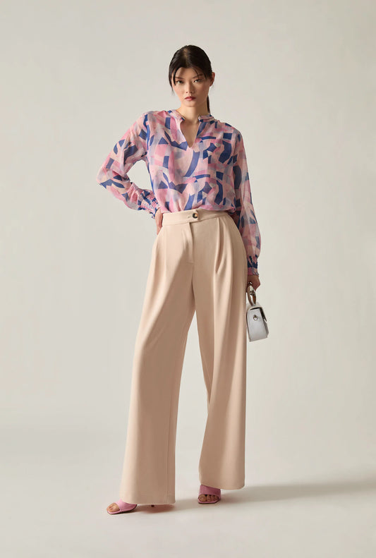 Pink Mosaic Print Blouse