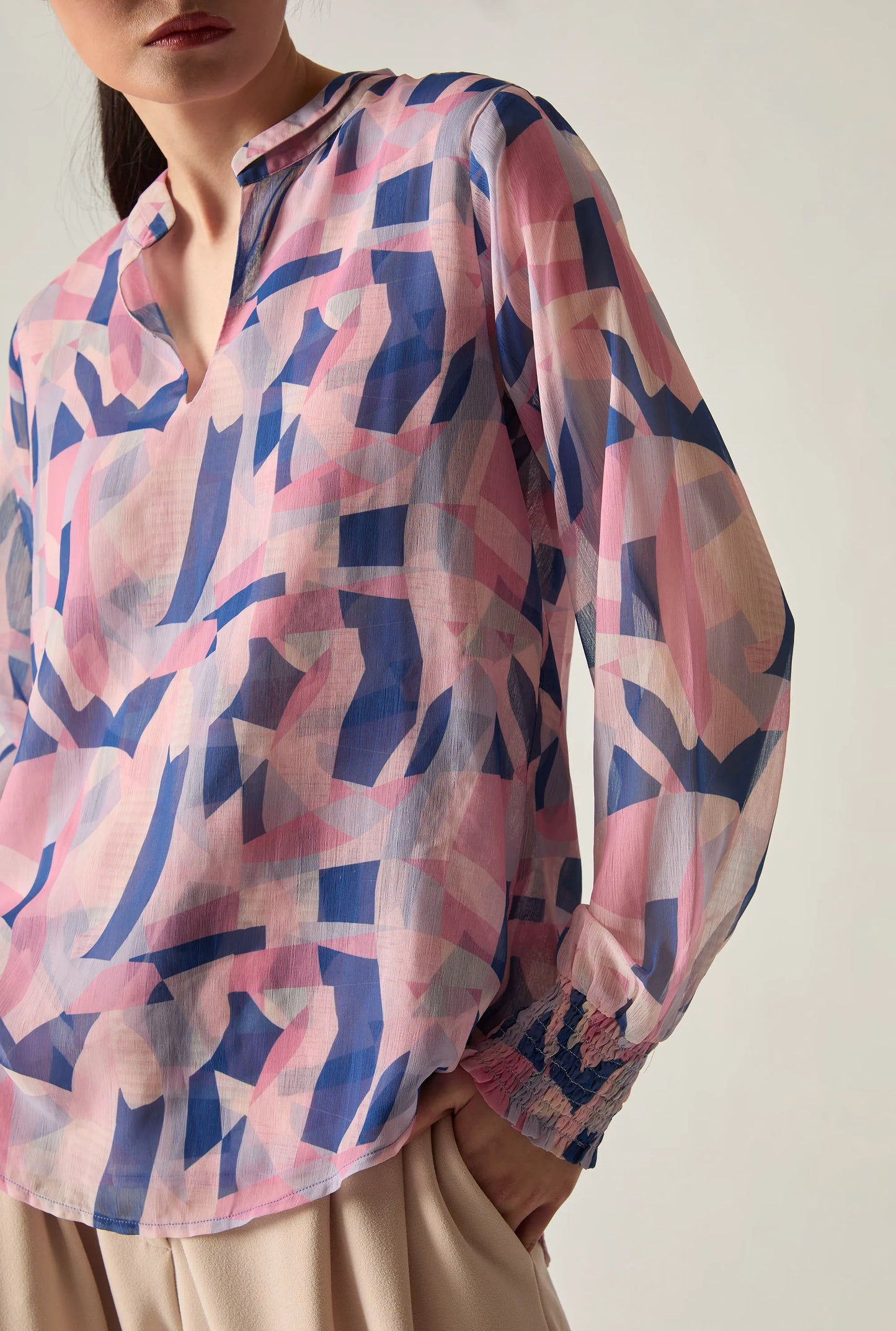 Pink Mosaic Print Blouse