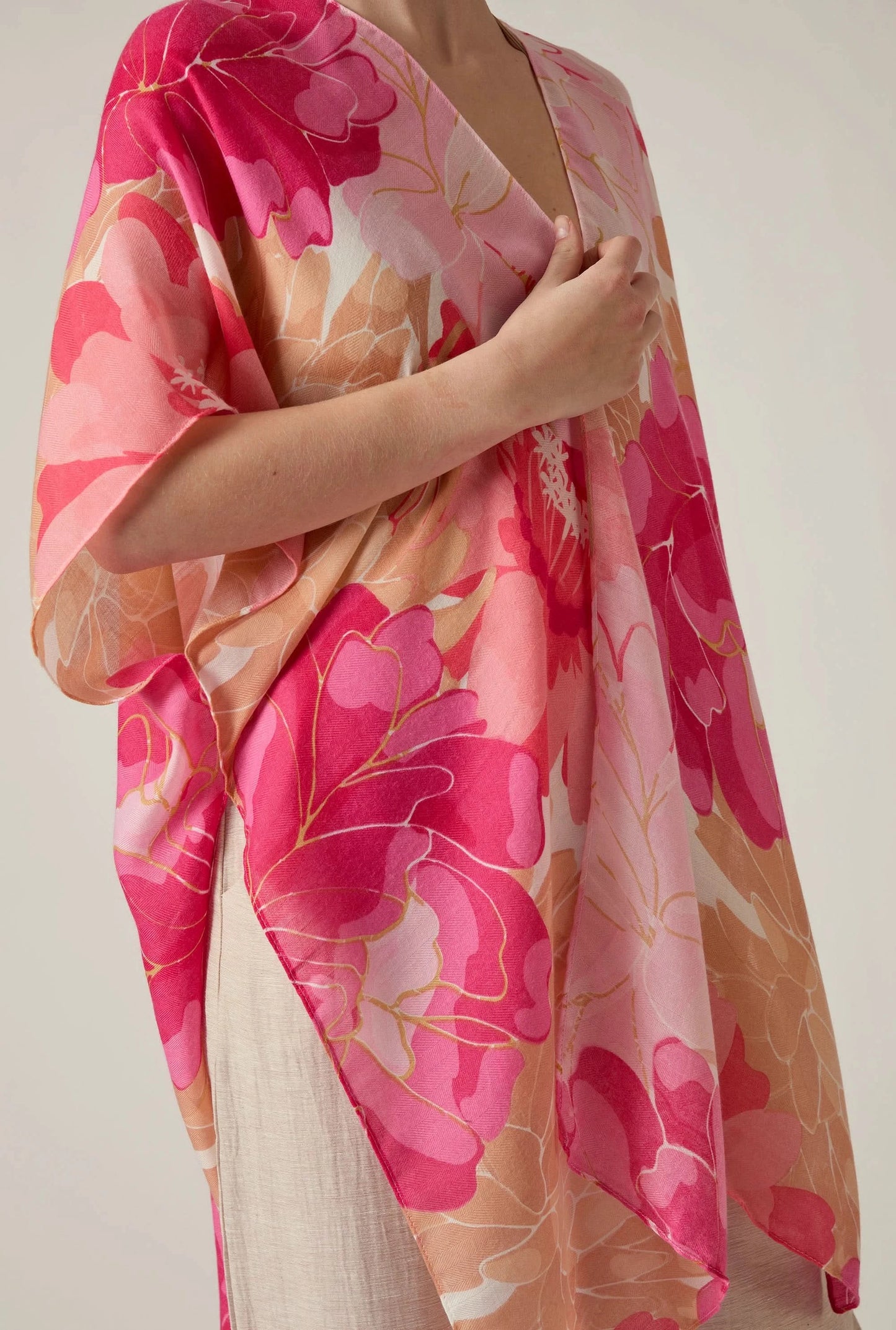 Pink Peony Print Kaftan