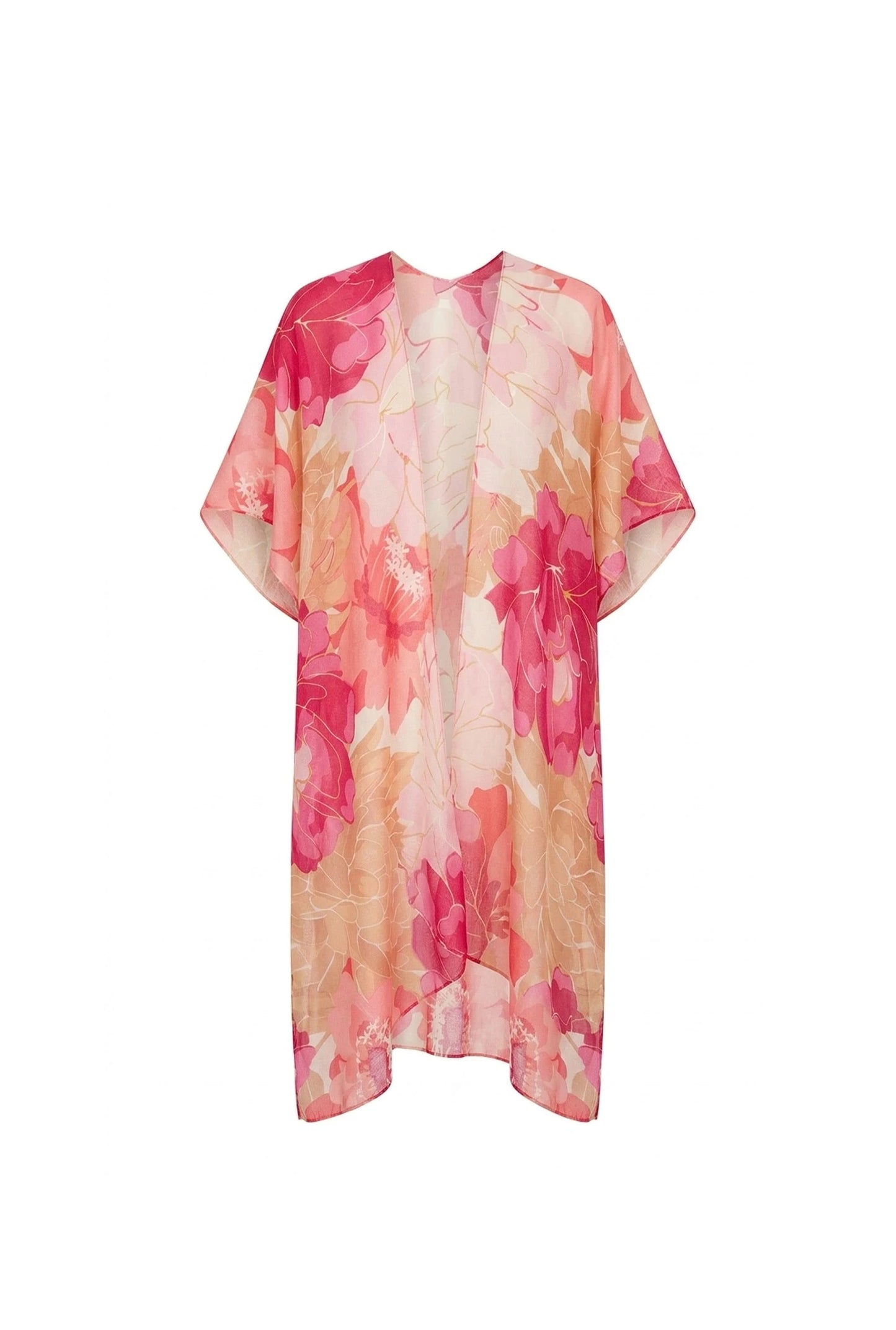 Pink Peony Print Kaftan