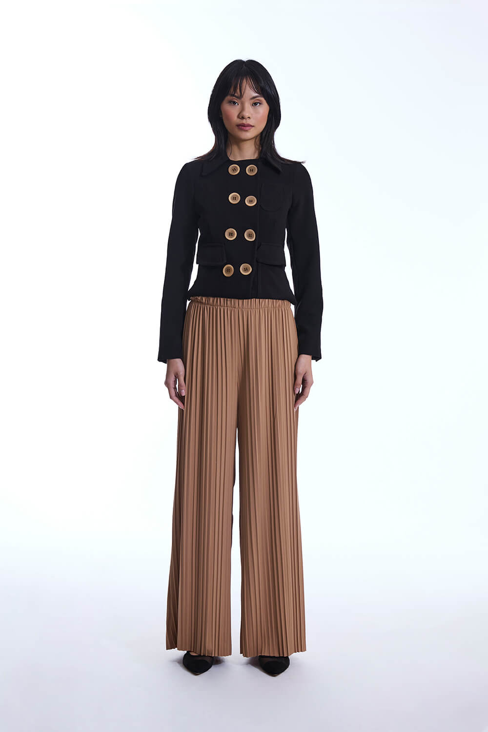 Pleated Camel Trousers