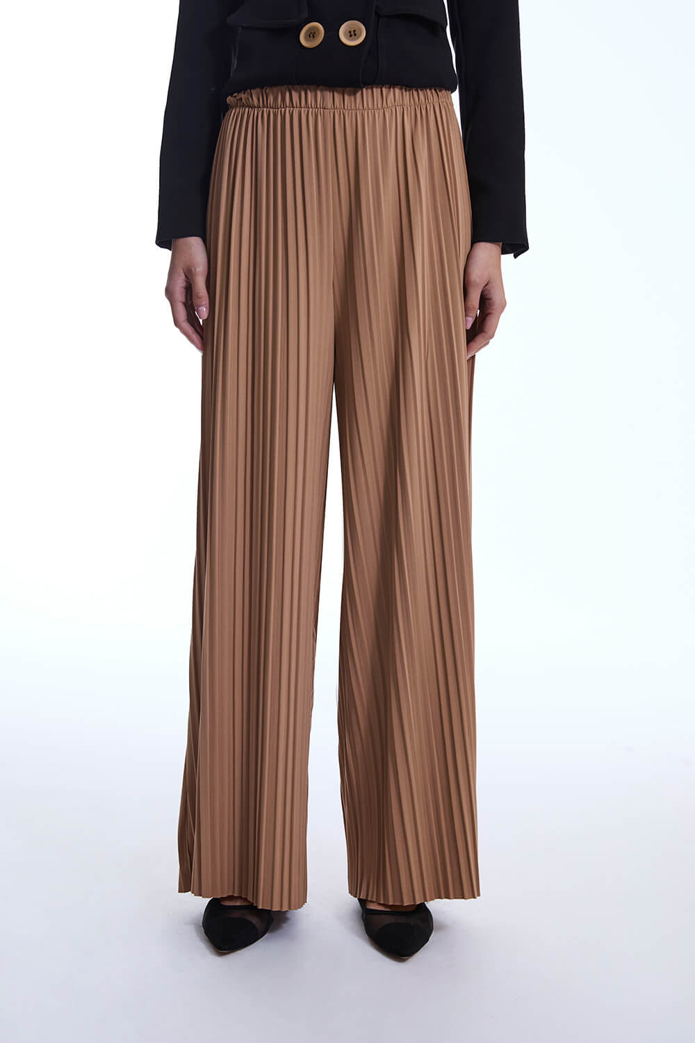 Pleated Camel Trousers