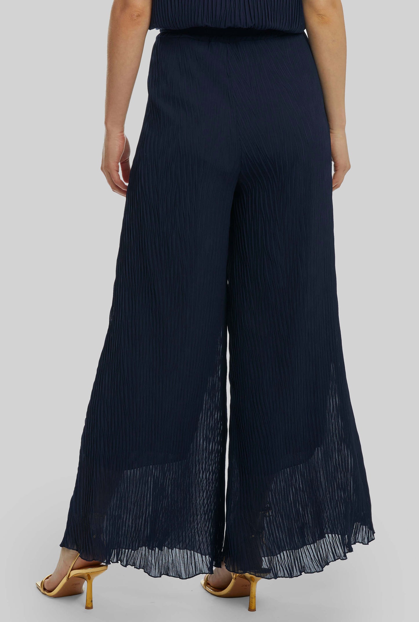 Pleated Cropped Trousers Navy