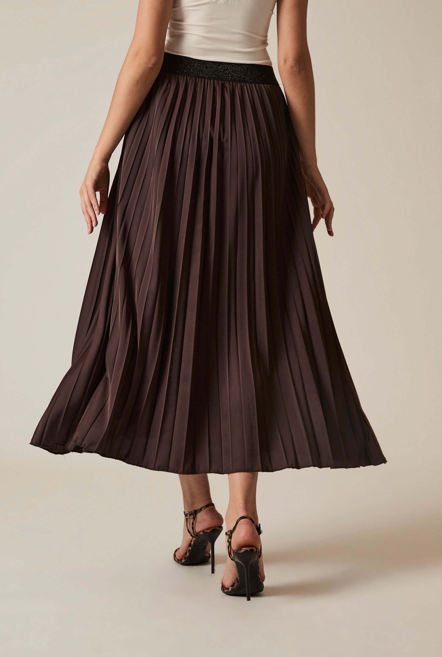 Brown Pleated Maxi Skirt