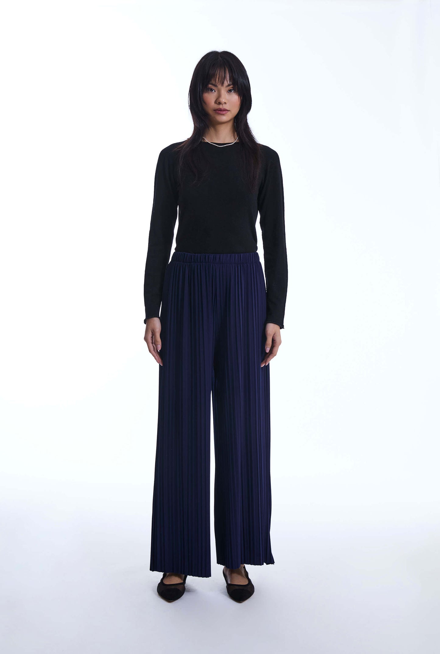 Pleated Navy Trousers