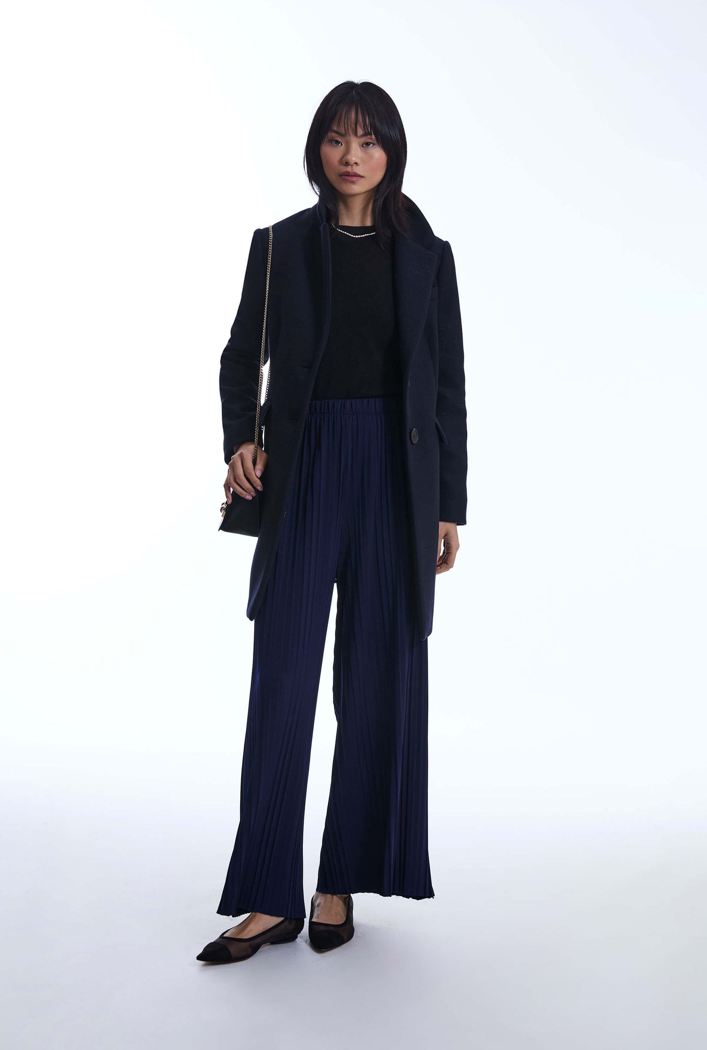 Pleated Navy Trousers