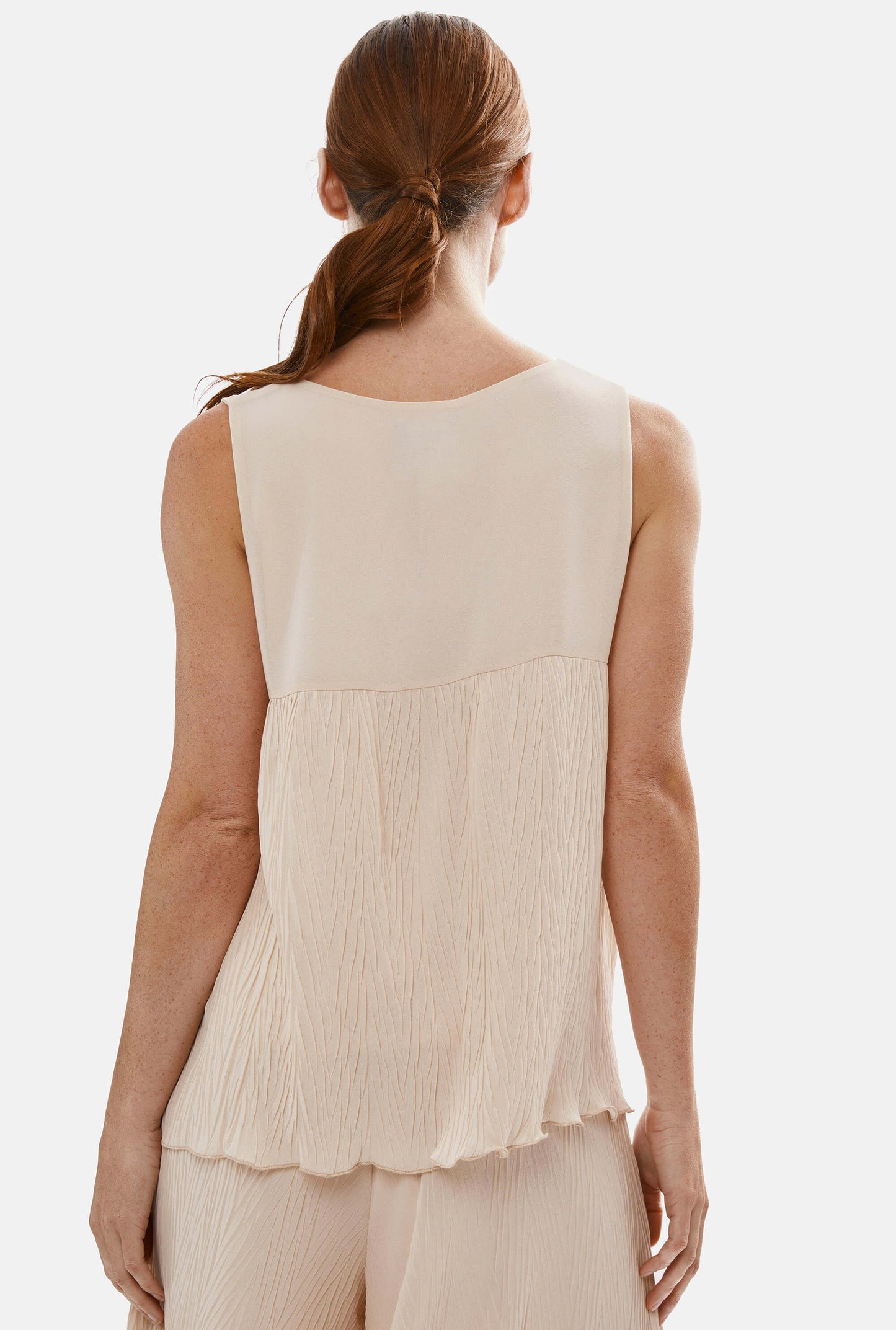 Pleated Vest Beige