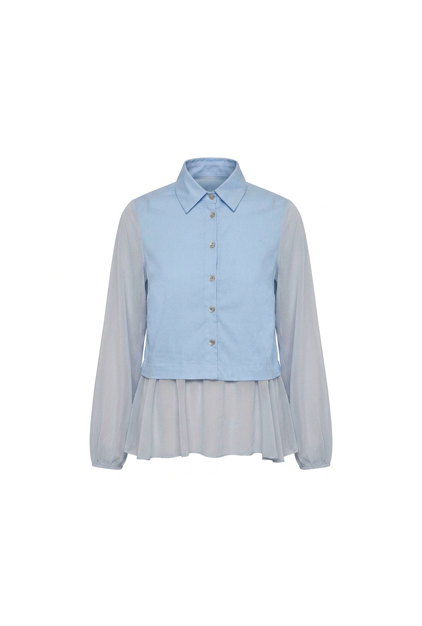Powder Blue Contrast Hem Blouse