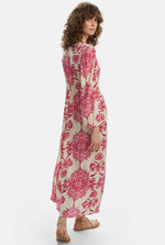 Printed Knot Midi Dress Pink