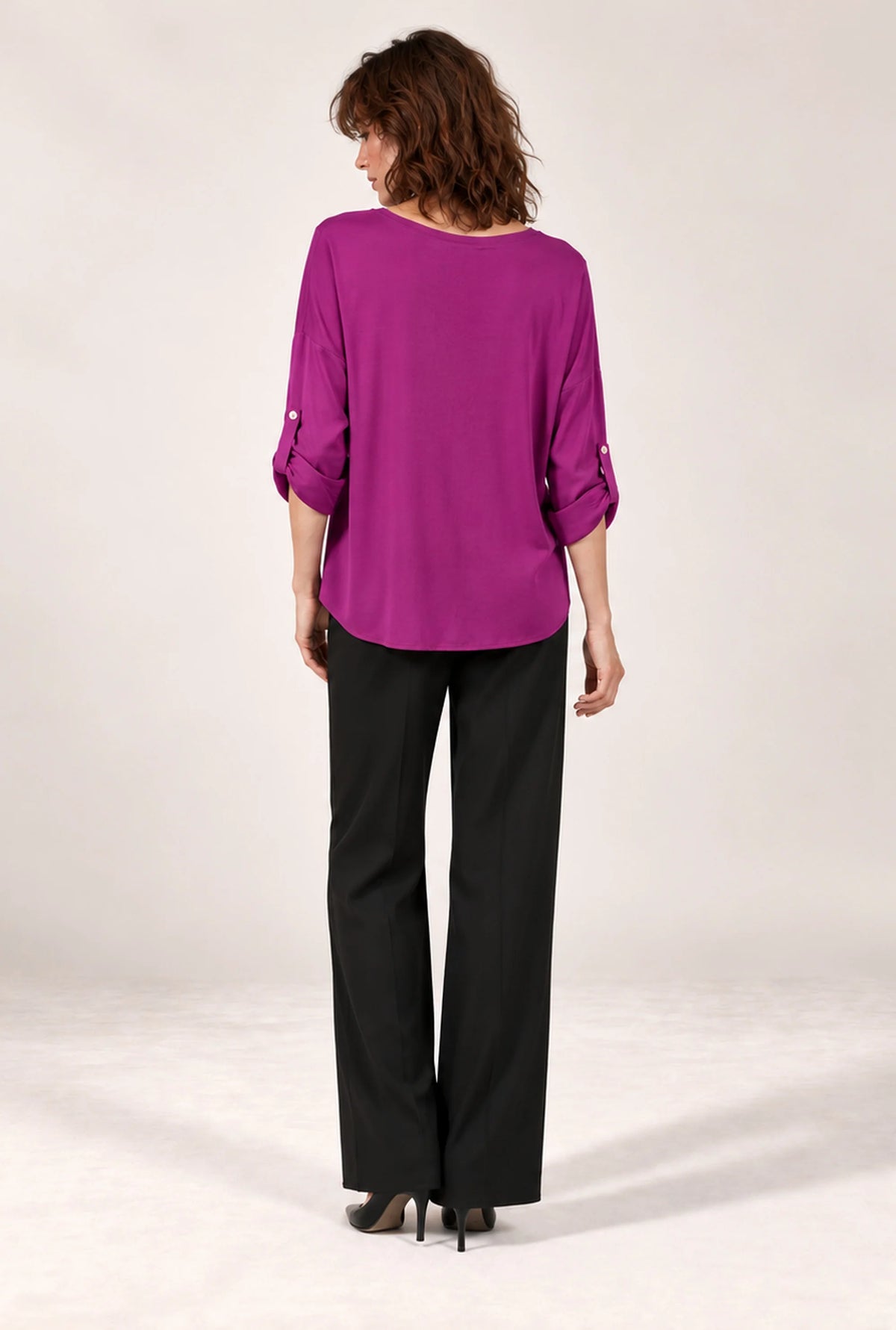 Purple Satin V-Neck Blouse