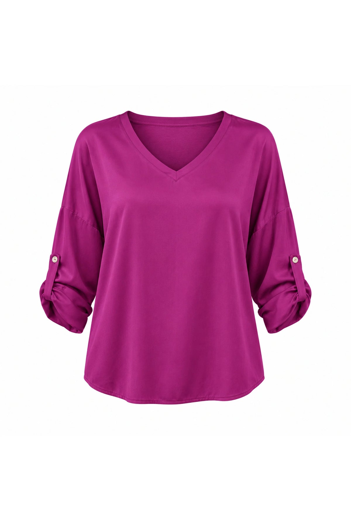 Purple Satin V-Neck Blouse