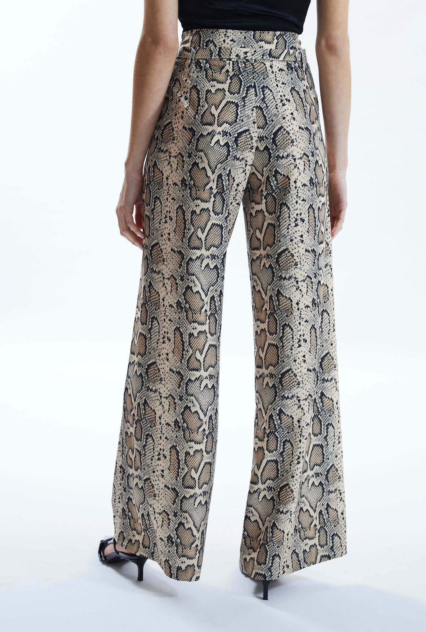 Python Print Trousers Beige