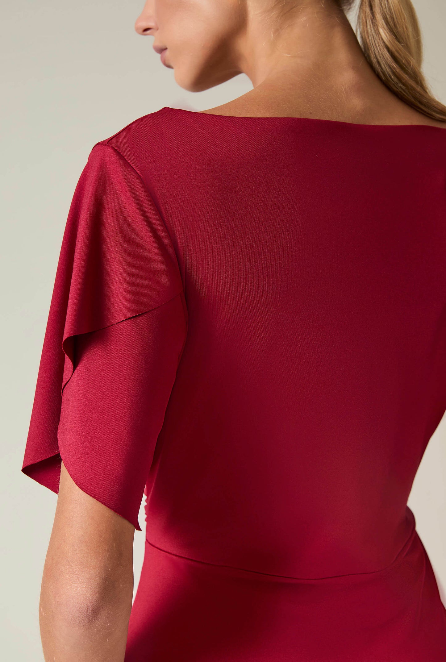 Red Gathered Maxi Dress