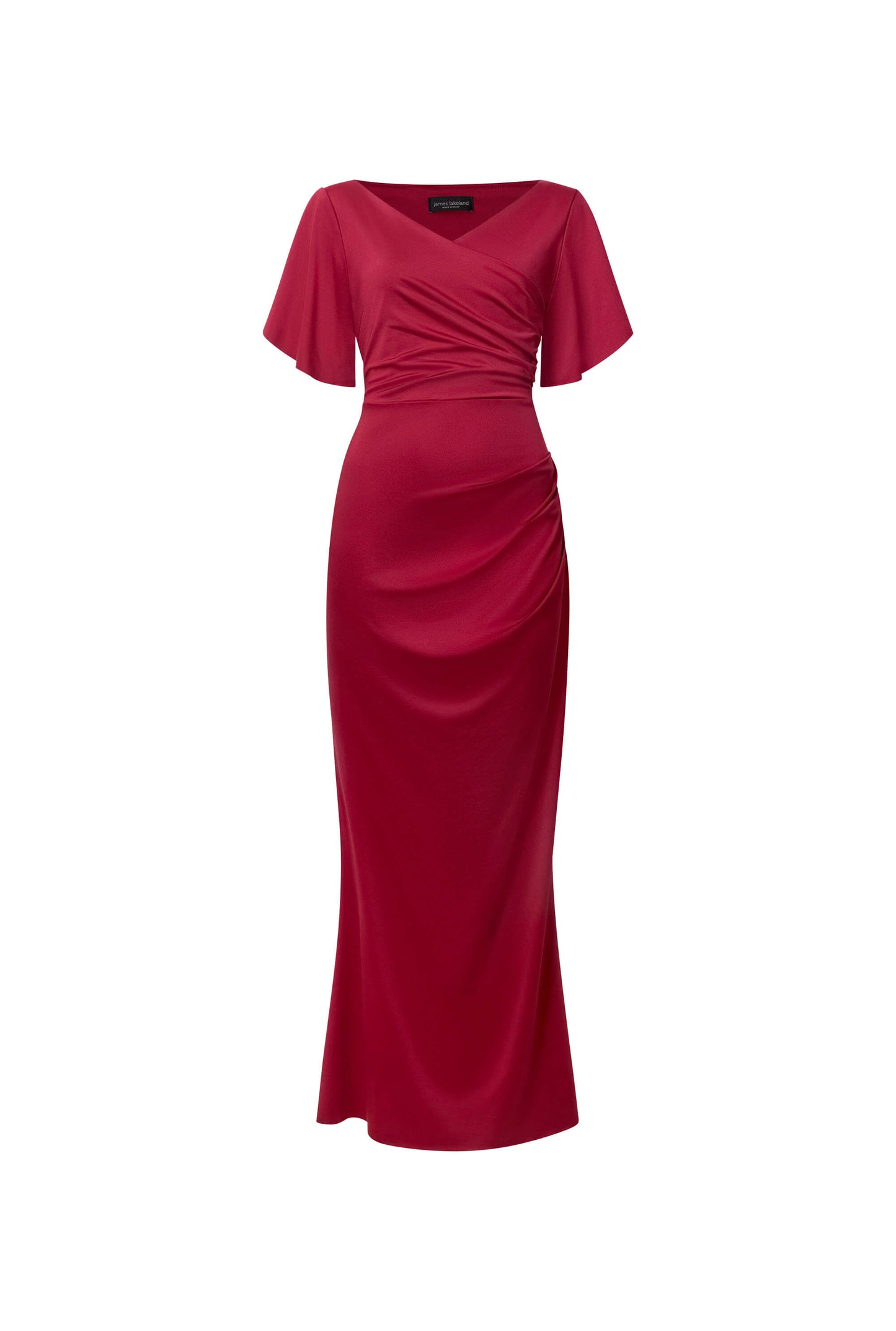 Red Gathered Maxi Dress