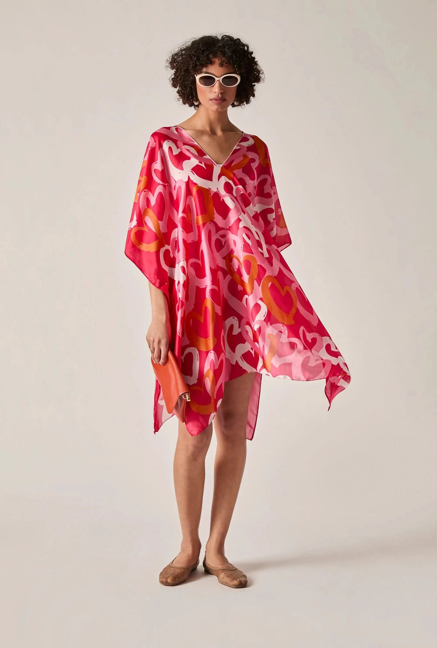 Red Heart Print Kaftan