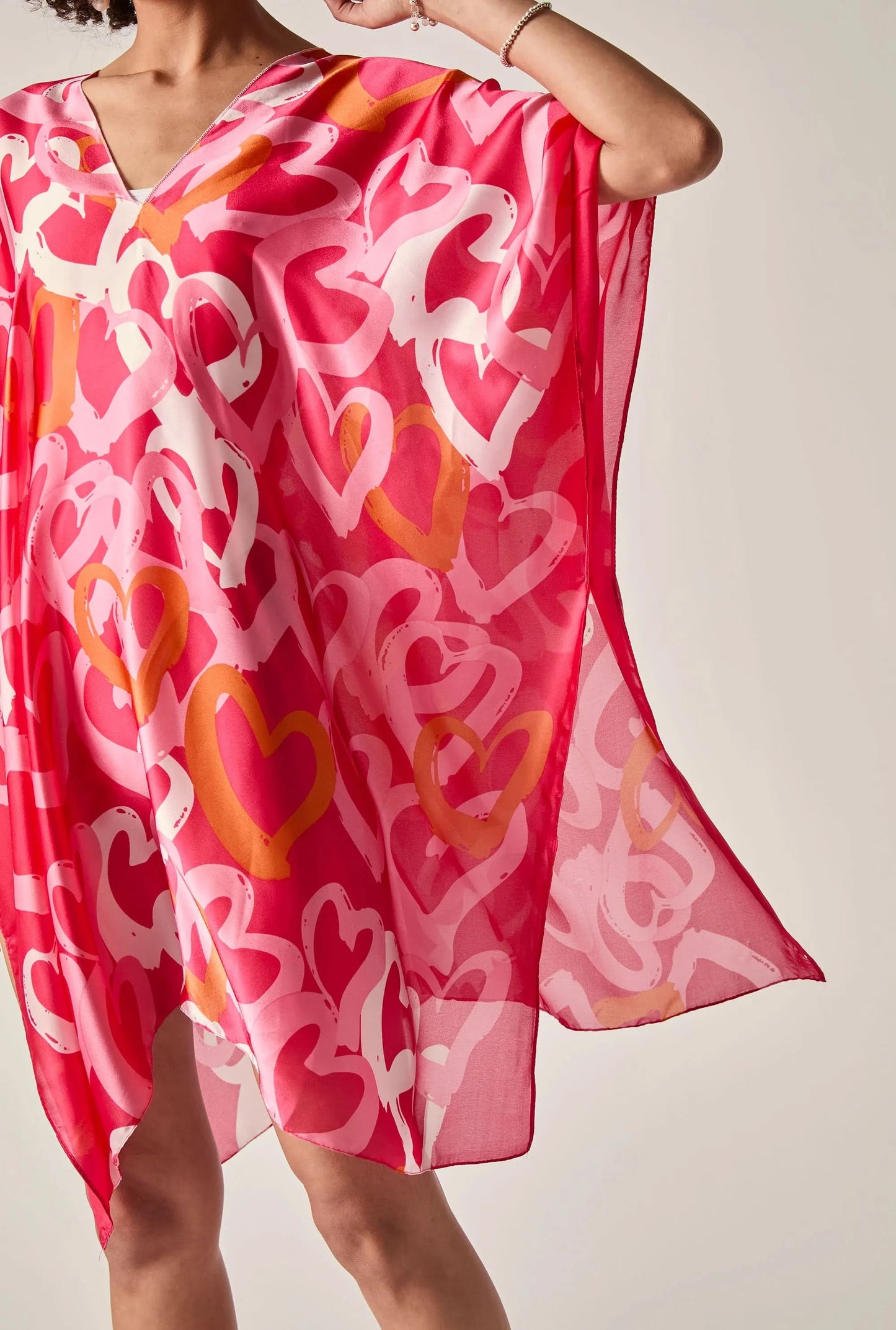 Red Heart Print Kaftan
