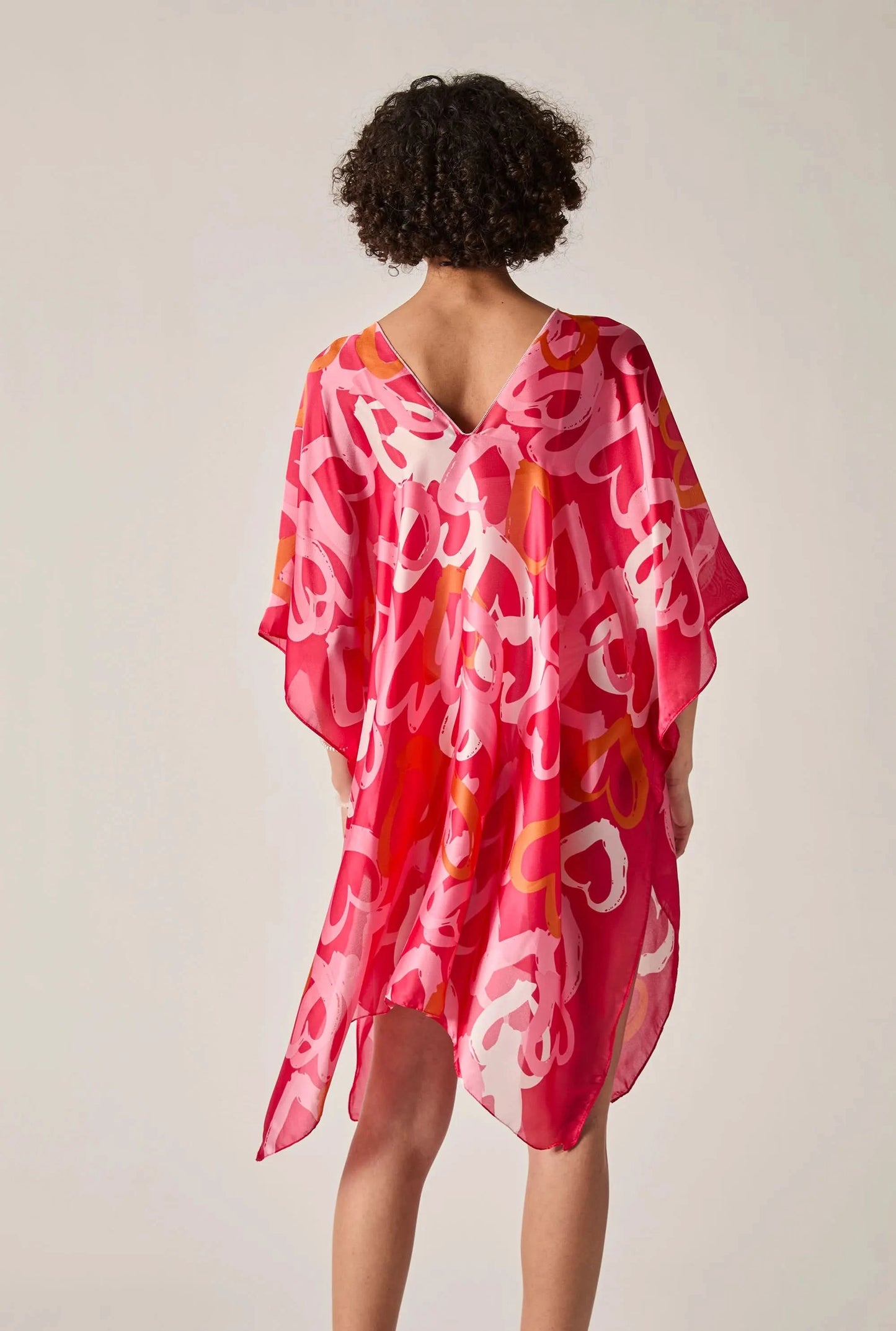 Red Heart Print Kaftan