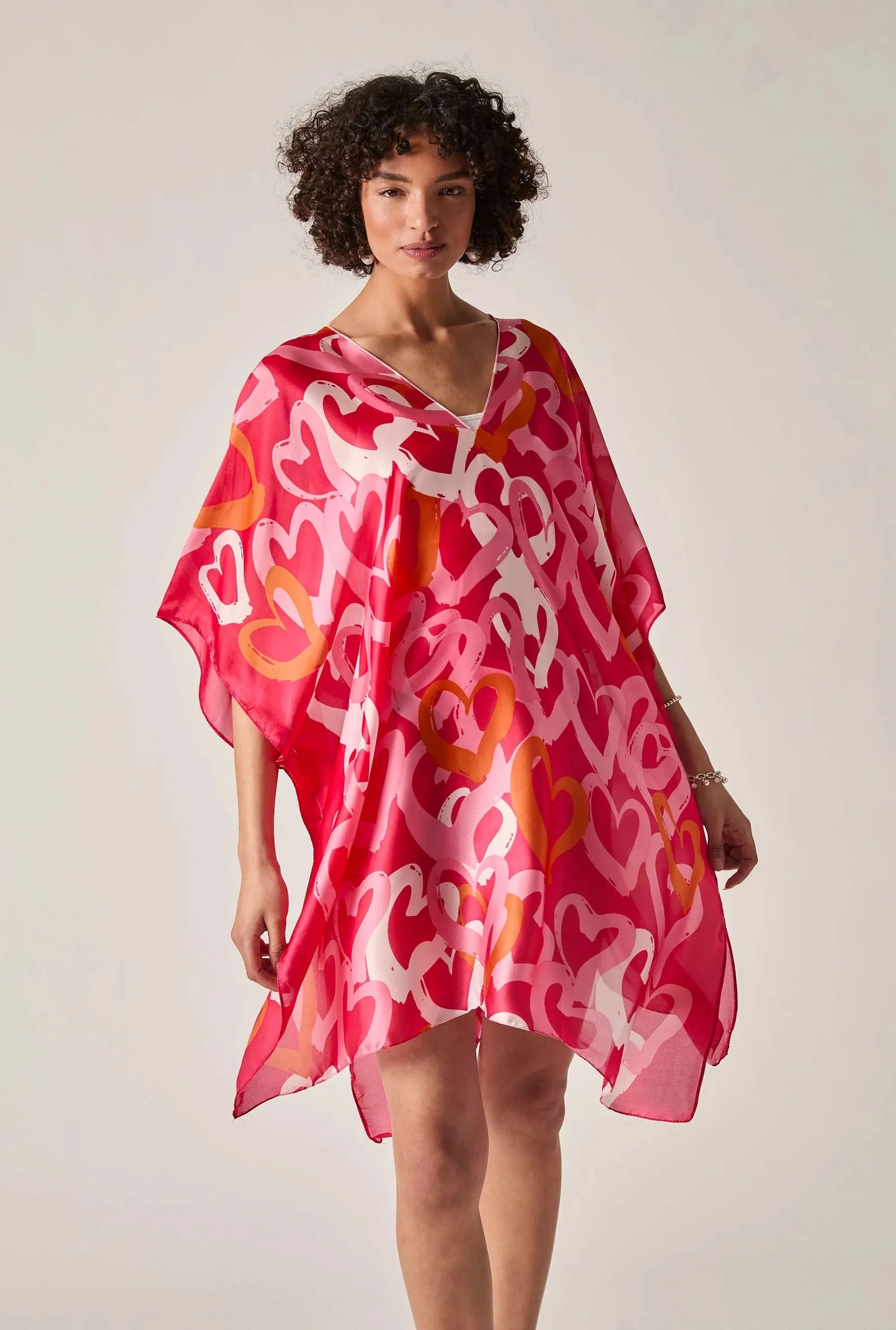Red Heart Print Kaftan