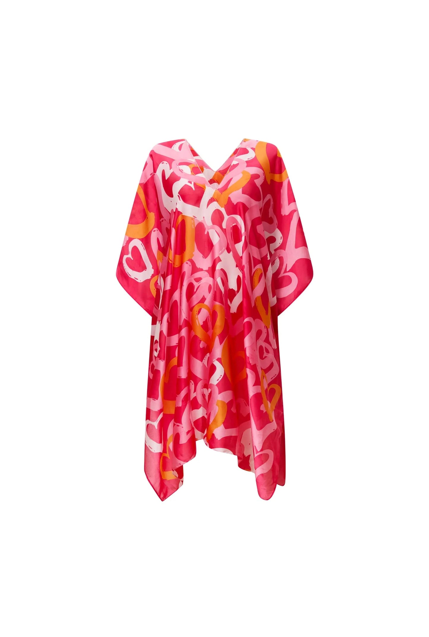 Red Heart Print Kaftan