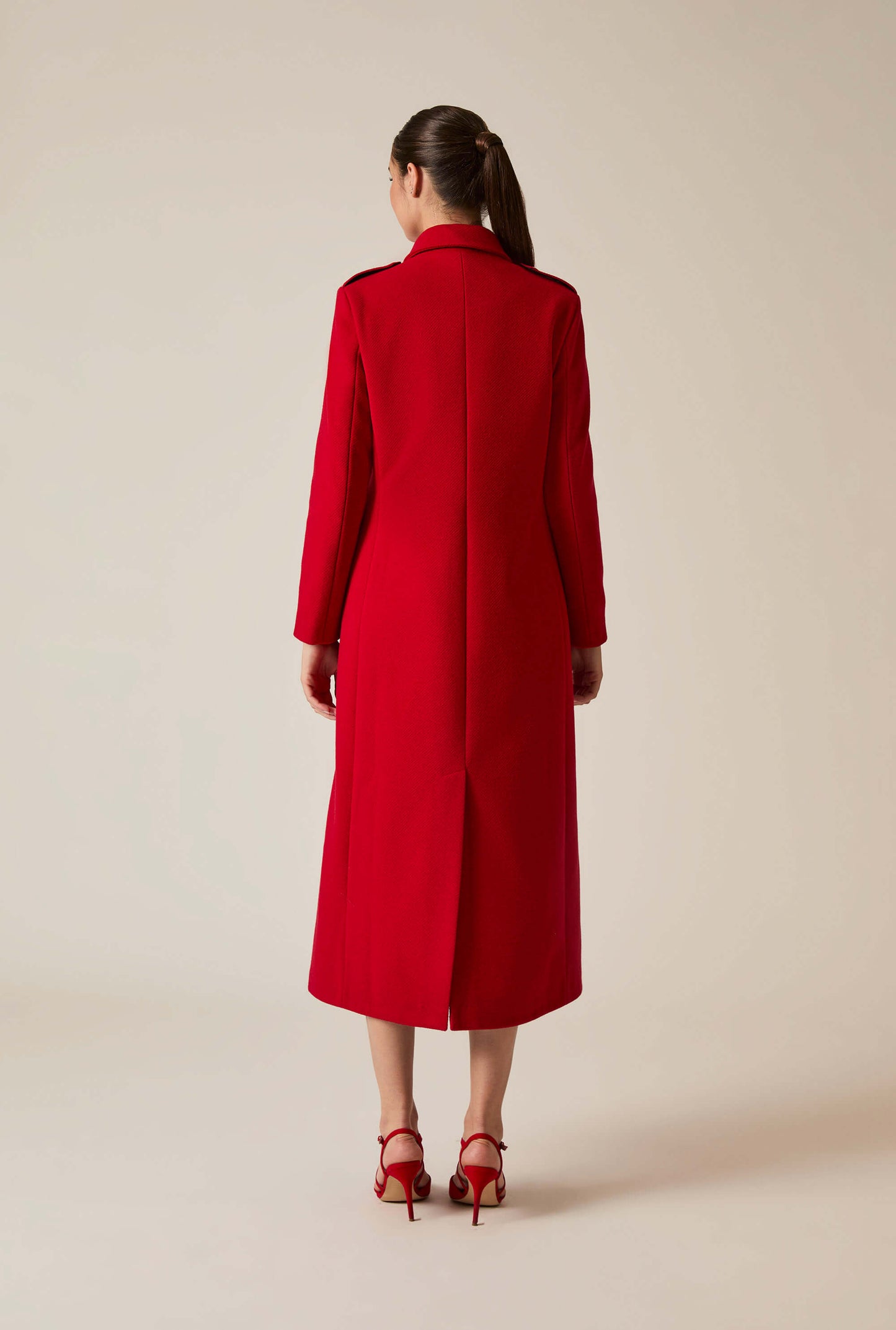 Red Long Military Coat