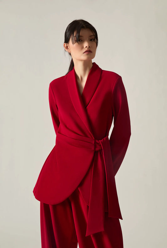Red Side Sash Blazer