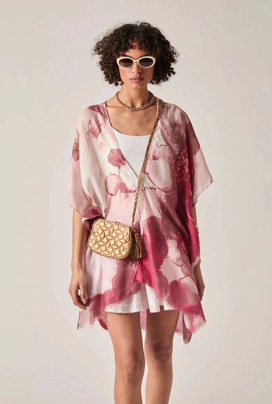 Red Watercolour Floral Kaftan