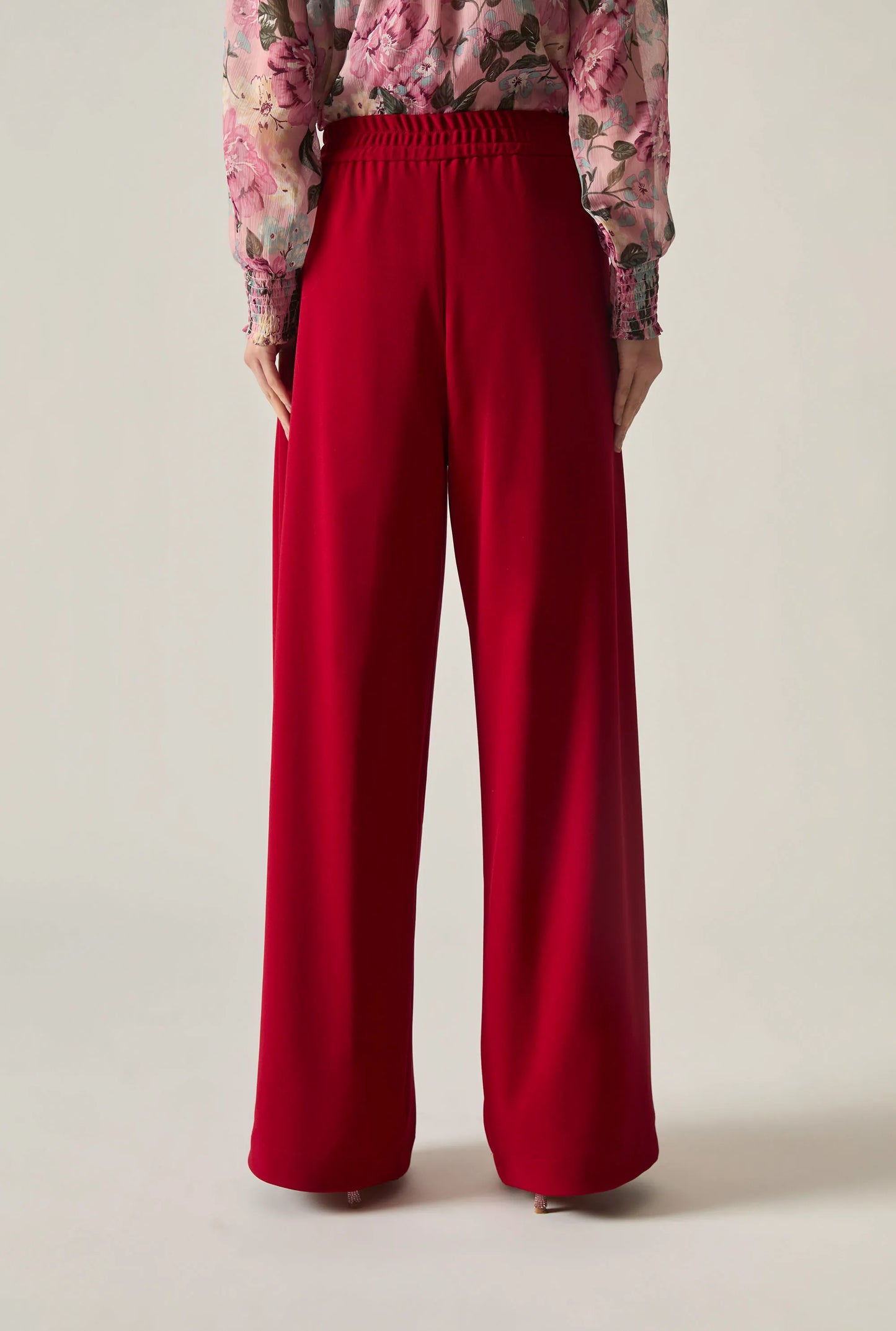 Red Wide Leg Suit Trousers