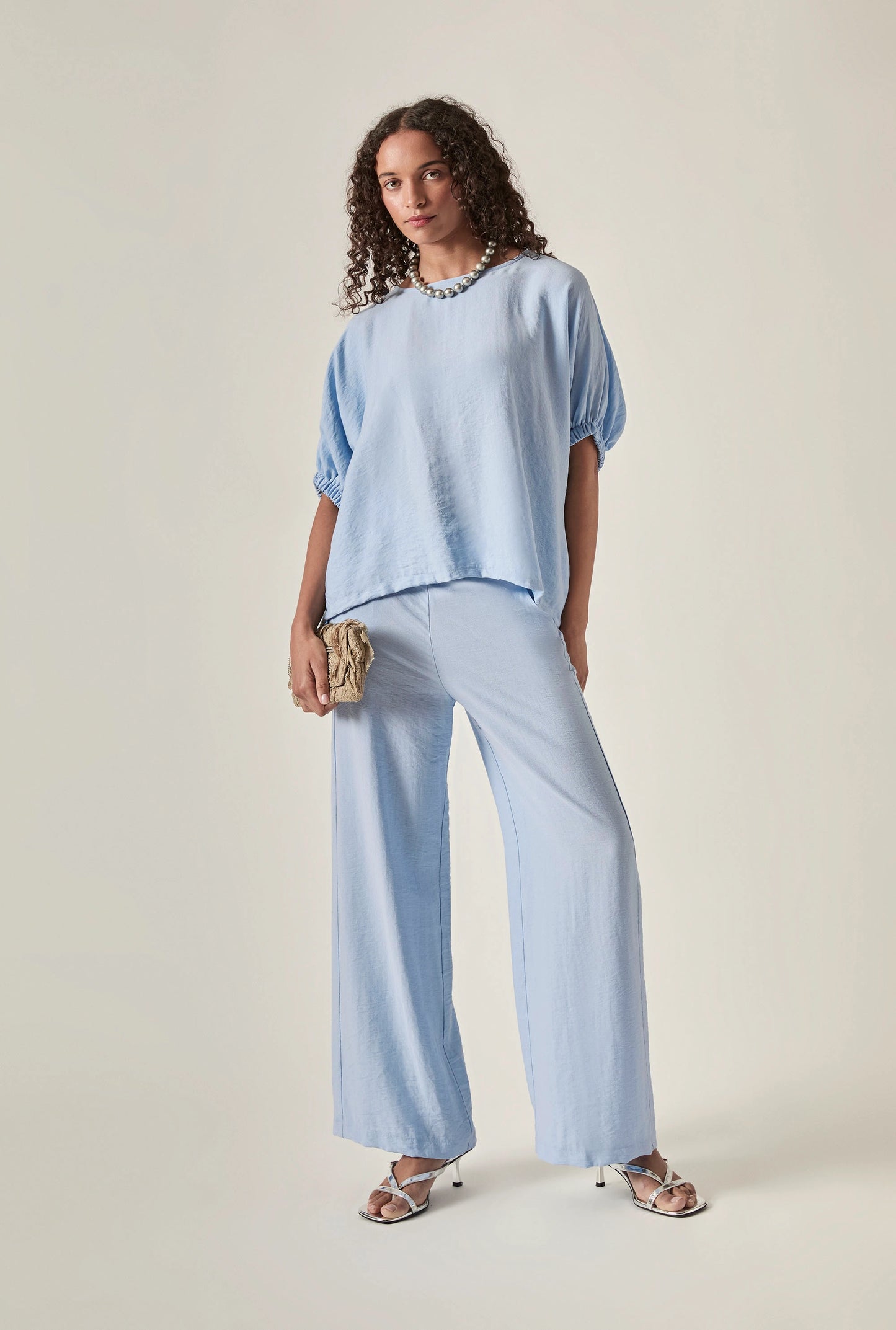 Relaxed Pull-On Trousers – Powder Blue