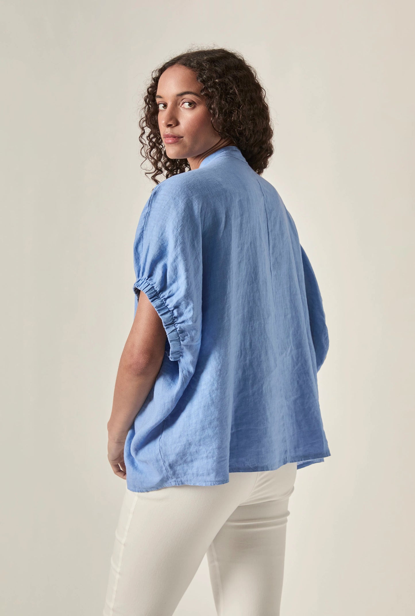 Relaxed Blue Linen Blouse