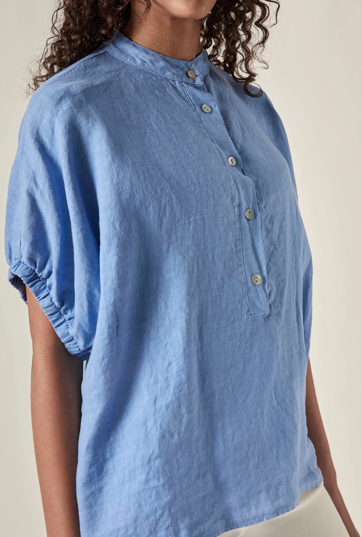 Relaxed Blue Linen Blouse
