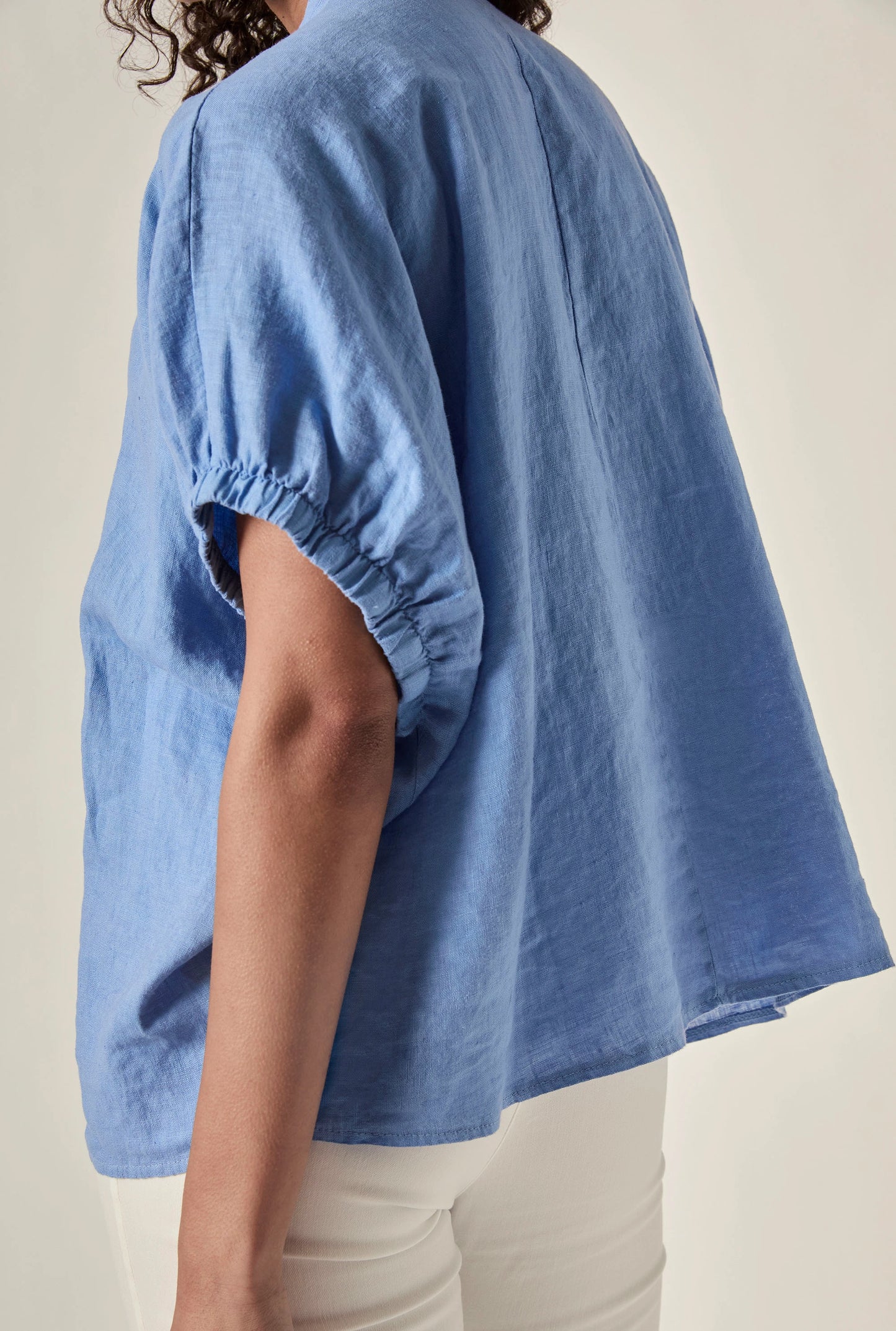 Relaxed Blue Linen Blouse