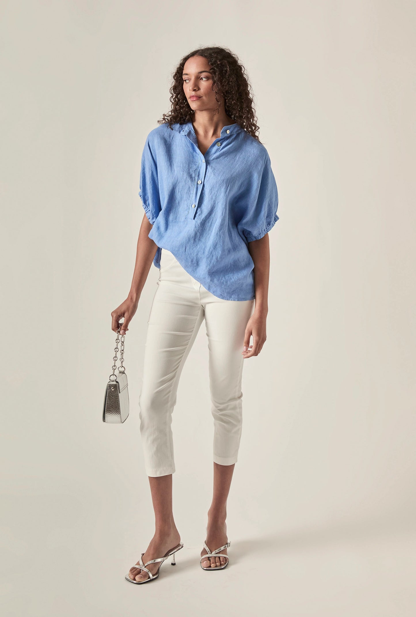 Relaxed Blue Linen Blouse