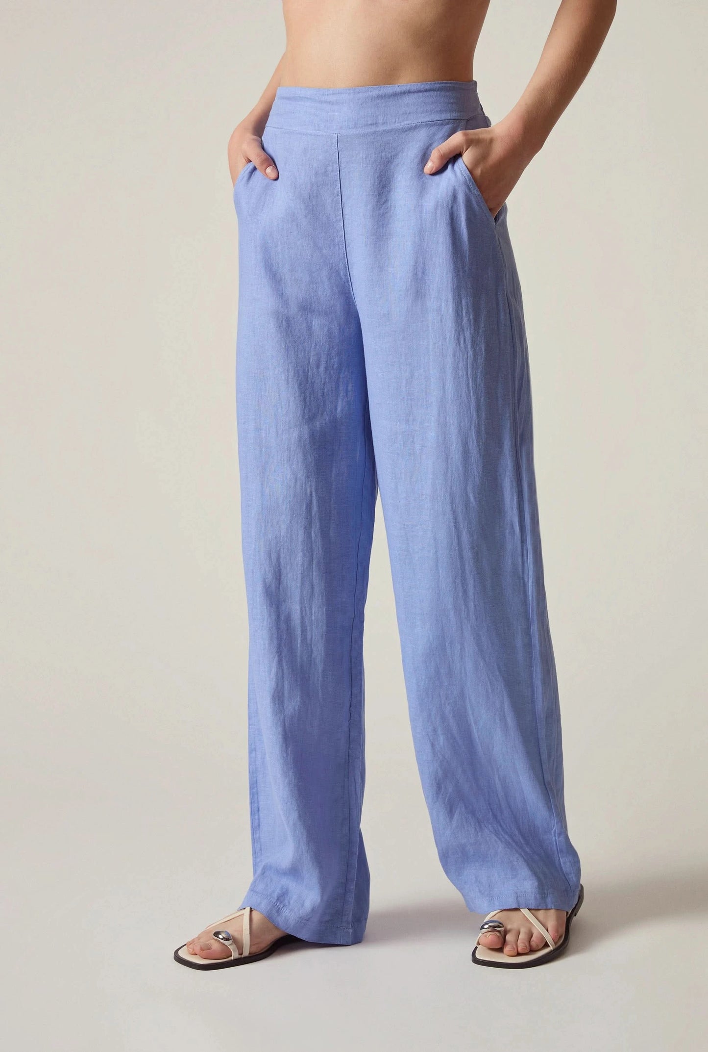 Relaxed Blue Linen Trousers