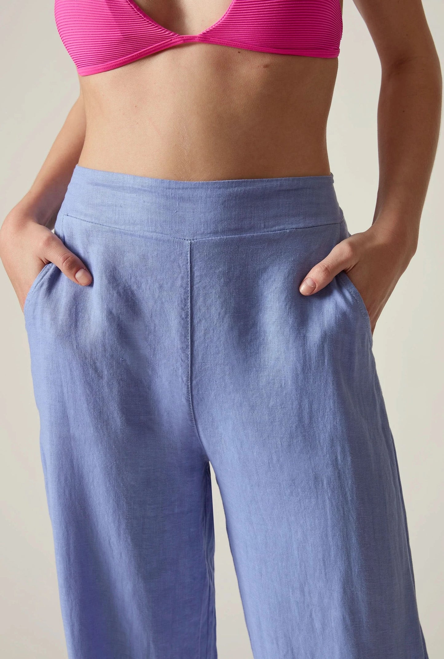 Relaxed Blue Linen Trousers