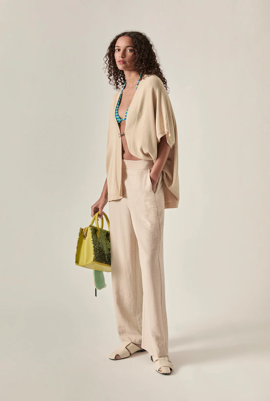 Relaxed Clasp Front Cover-Up - Beige