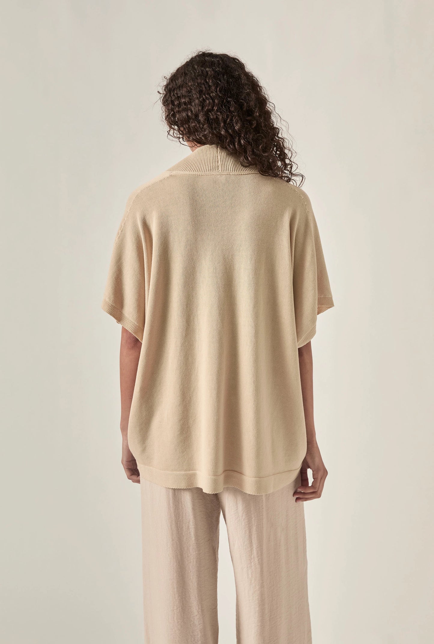 Relaxed Clasp Front Cover-Up - Beige