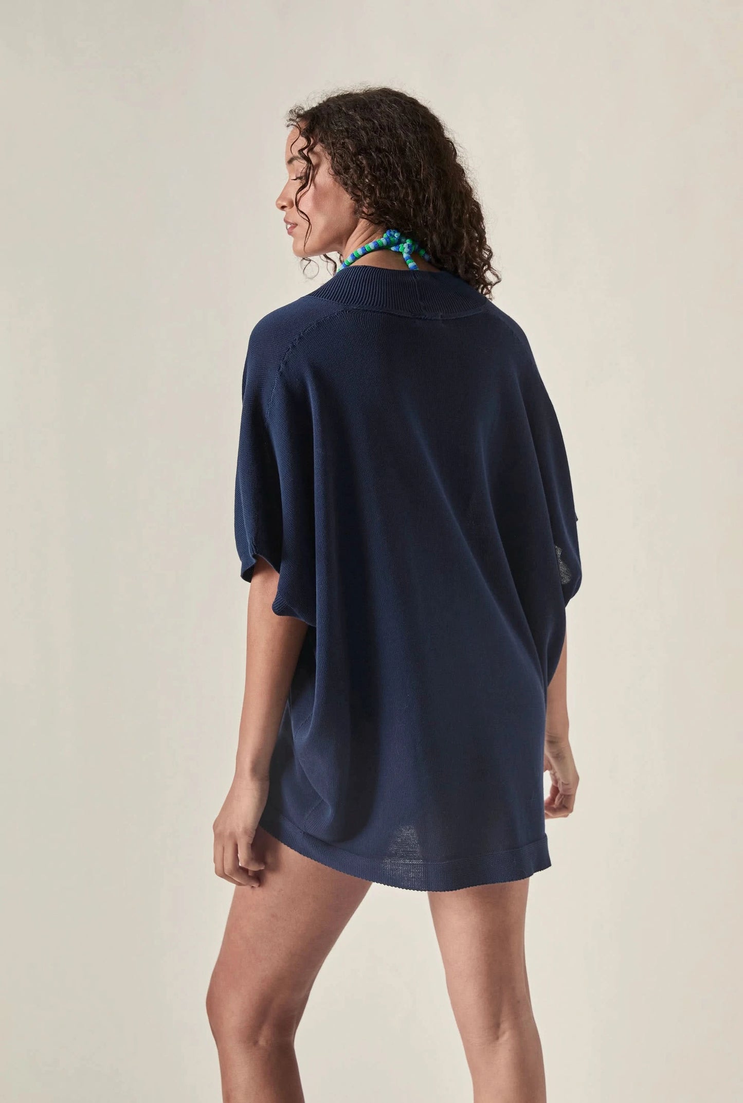 Relaxed Clasp Front Cover-Up - Navy