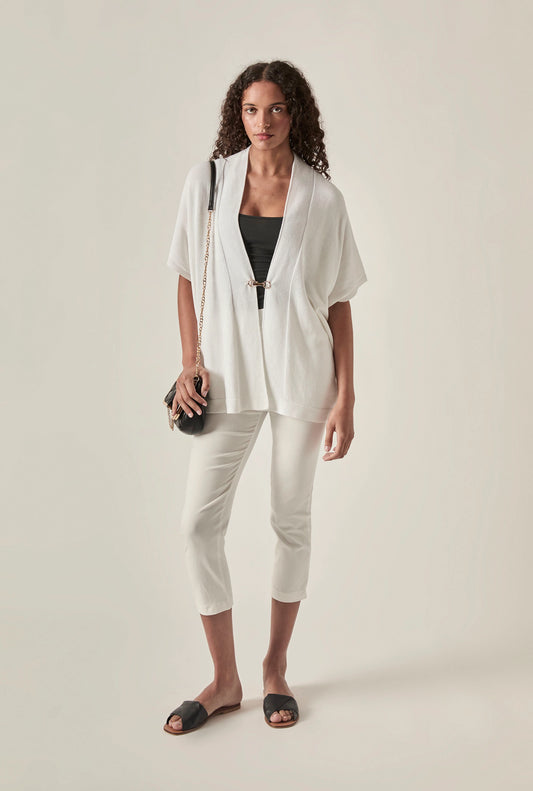 Relaxed Clasp Front Cover-Up - White