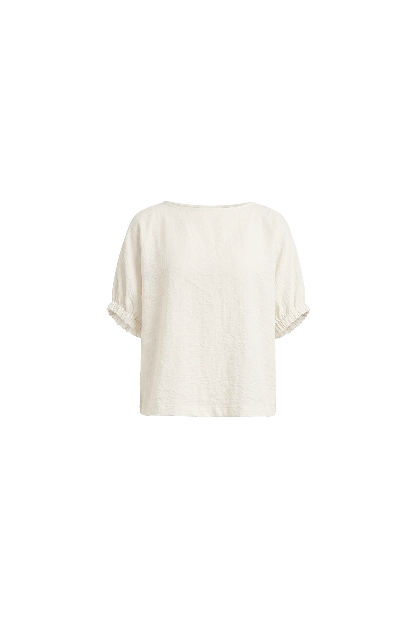 Relaxed Gathered Sleeve Top – Cream