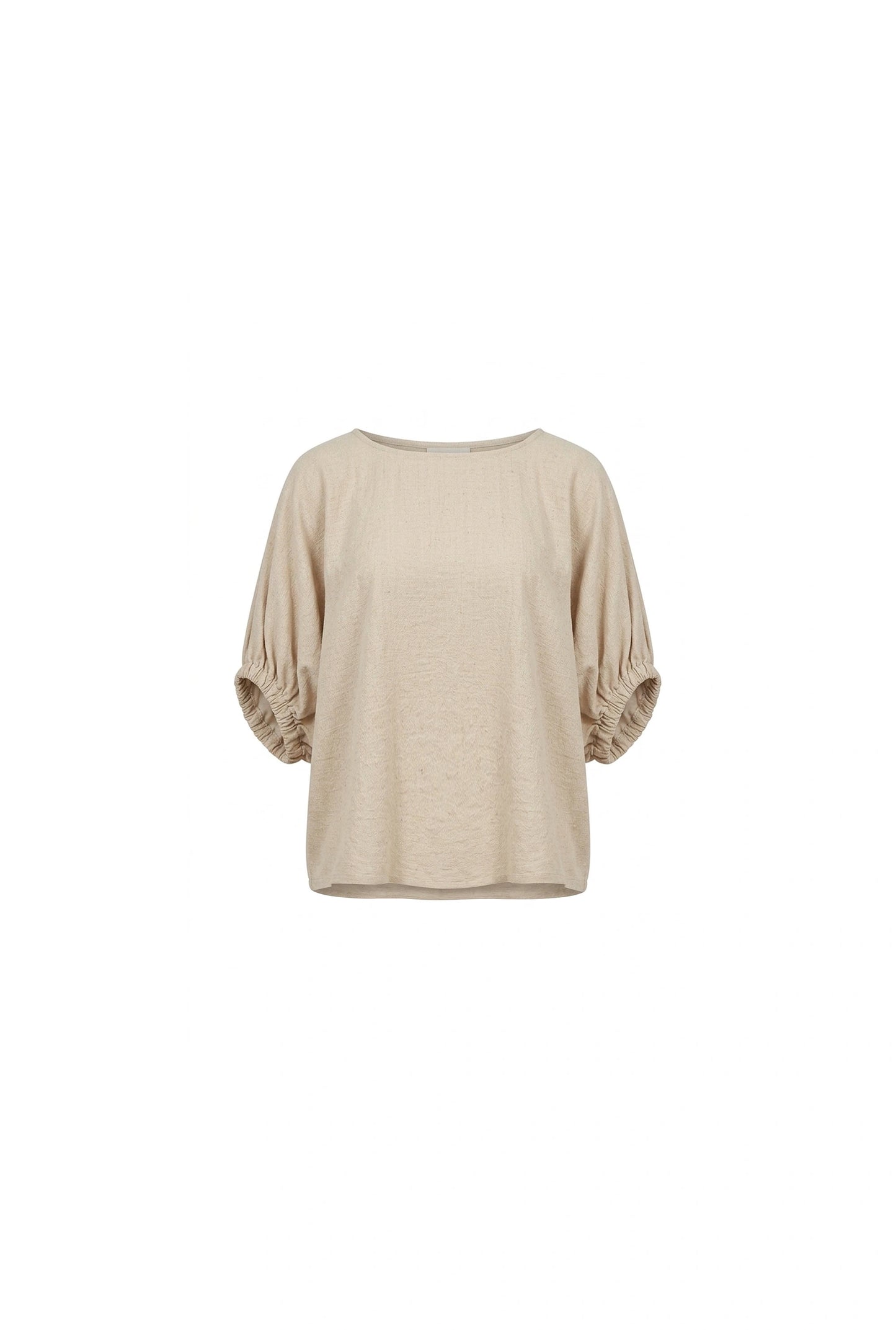 Relaxed Gathered Sleeve Top – Oatmeal
