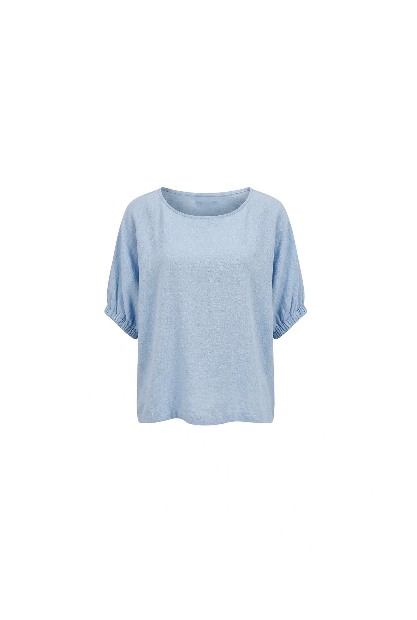 Relaxed Gathered Sleeve Top – Powder Blue