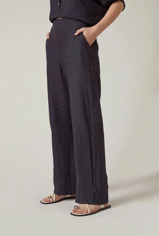 Relaxed Navy Linen Trousers