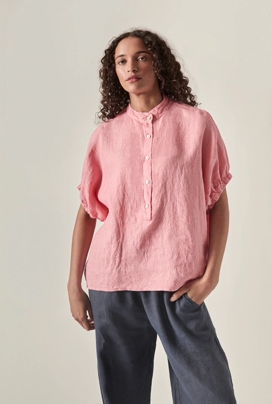 Relaxed Pink Linen Blouse