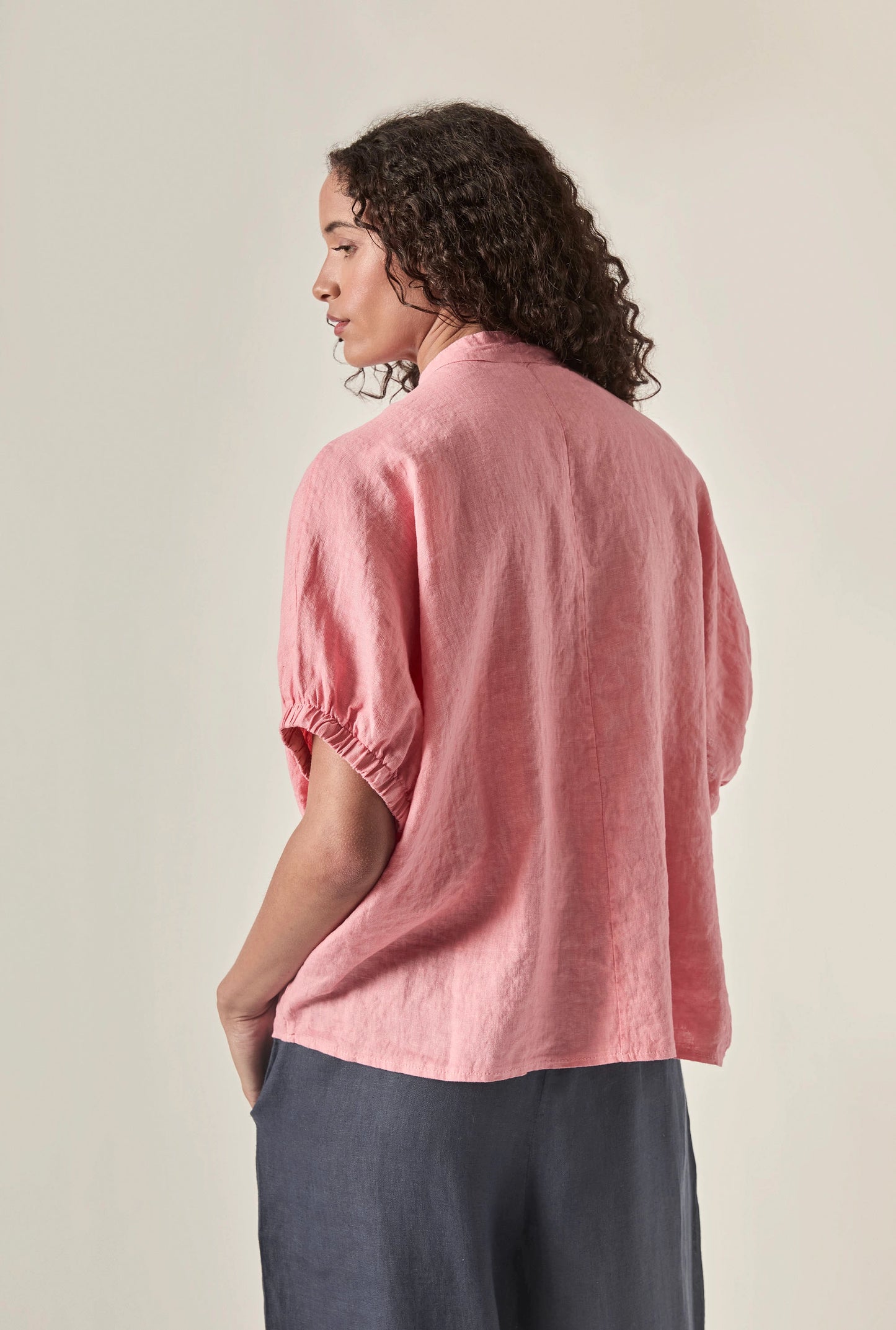 Relaxed Pink Linen Blouse