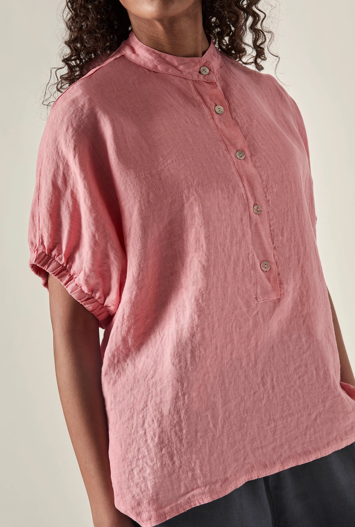 Relaxed Pink Linen Blouse