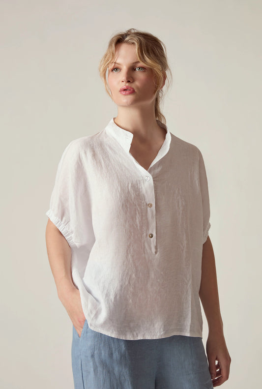 Relaxed White Linen Blouse