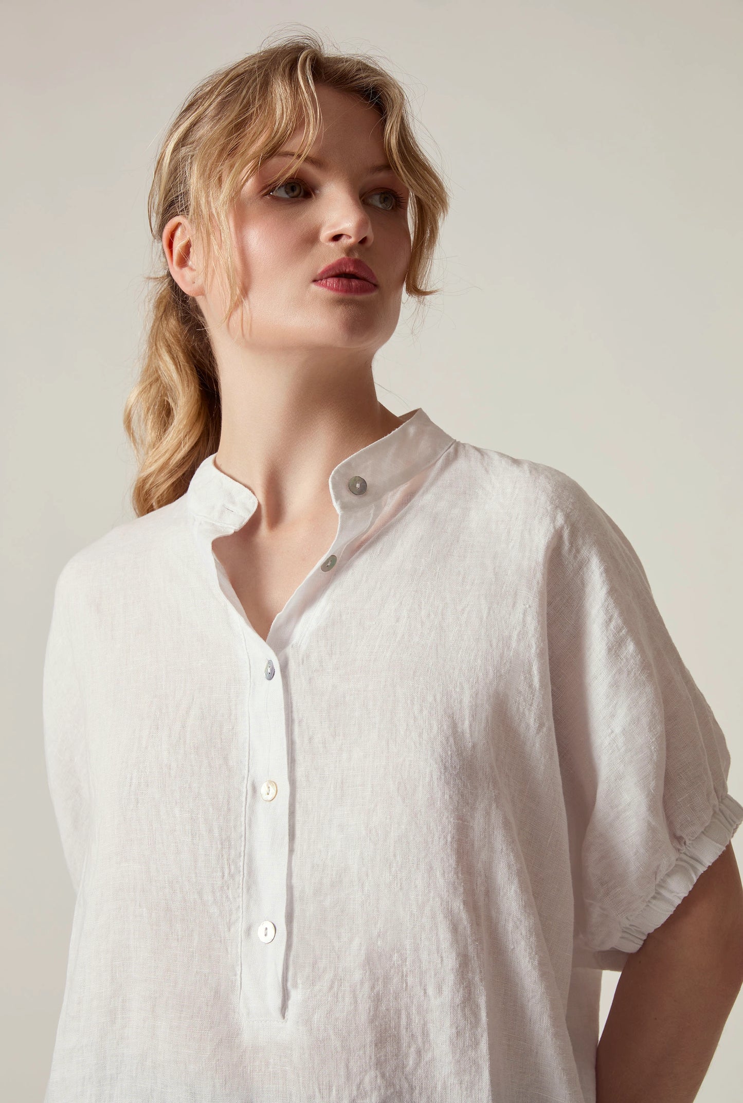 Relaxed White Linen Blouse